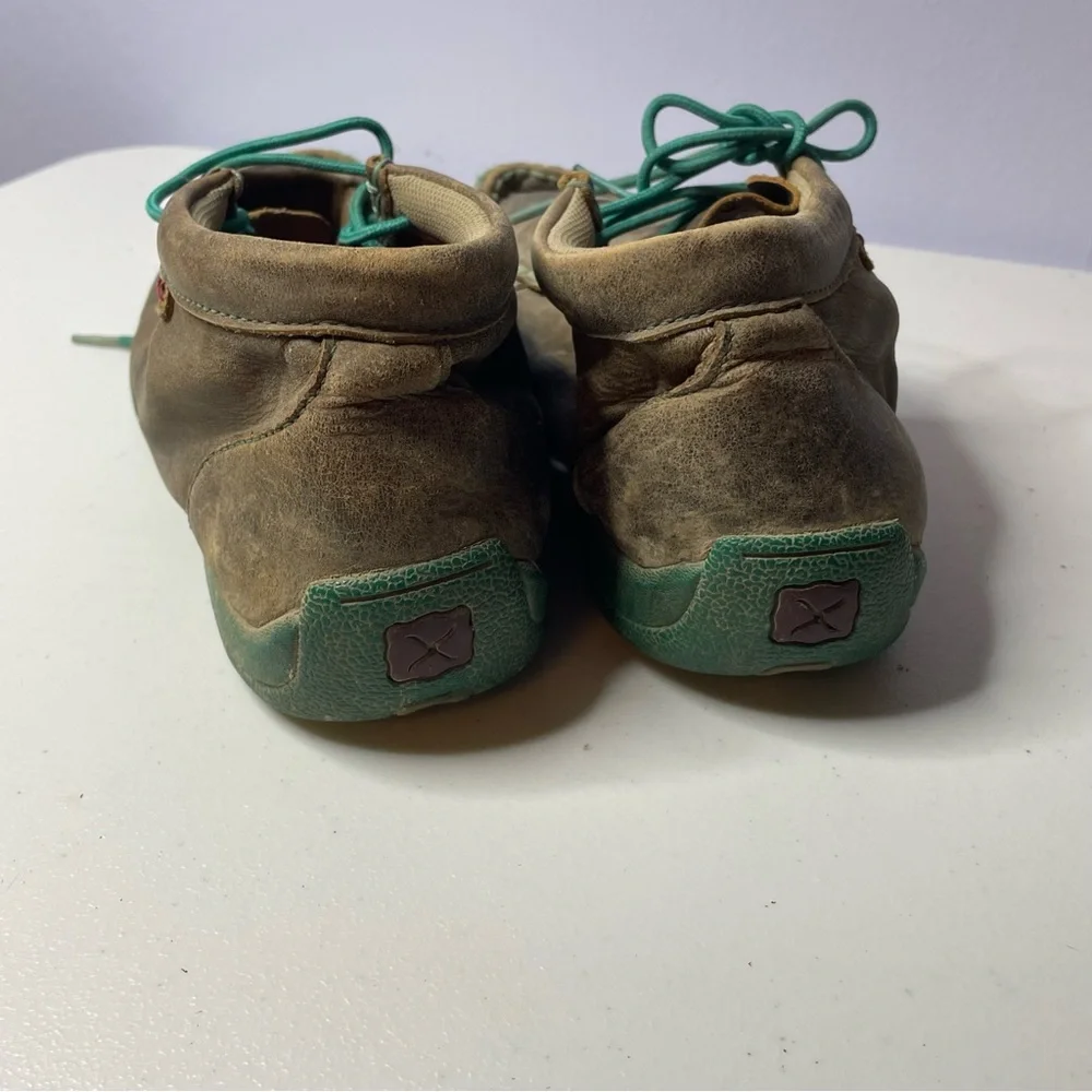 Kids Brown and Teal Moccasin Shoes Twisted X 6m ydm0017